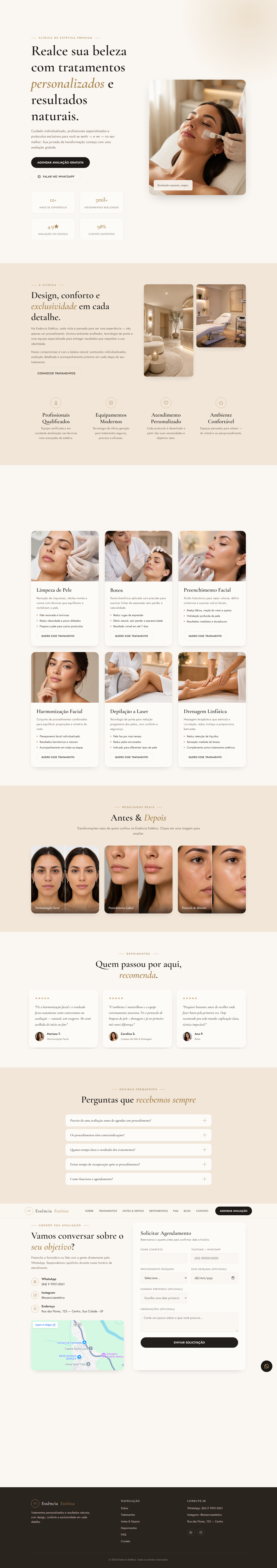 Site da clínica Essência Estética